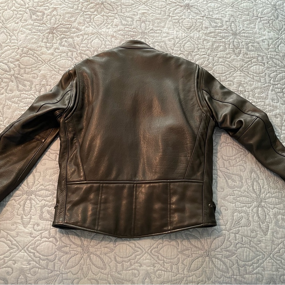 Mens Cafe Racer Black Leather Biker Jacket Made in USA - Picture 2 of 13